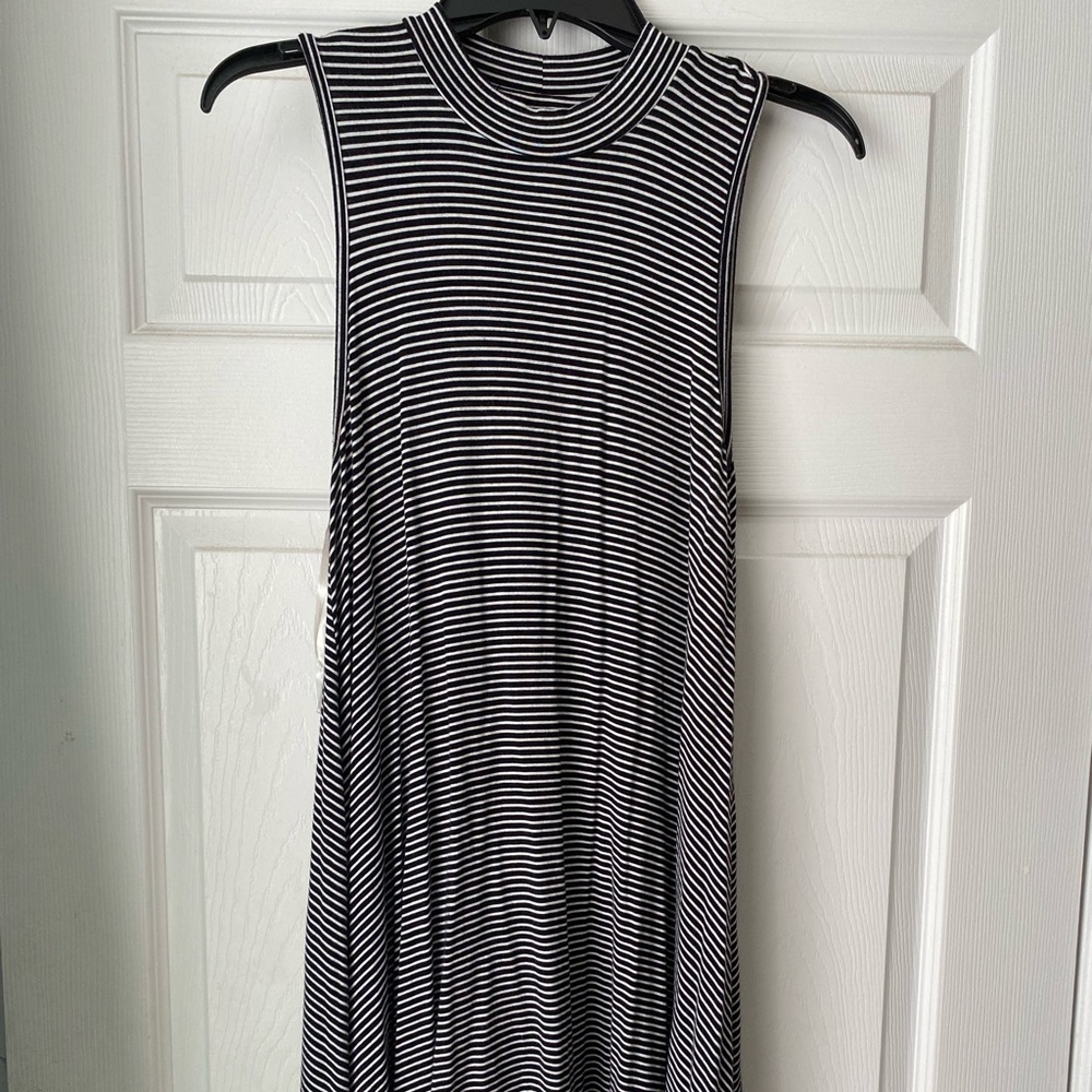 Black and White Striped Flowey Dress
